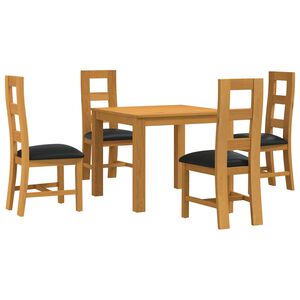 vidaXL Set da pranzo 5 pz Nero Legno di Quercia Massello