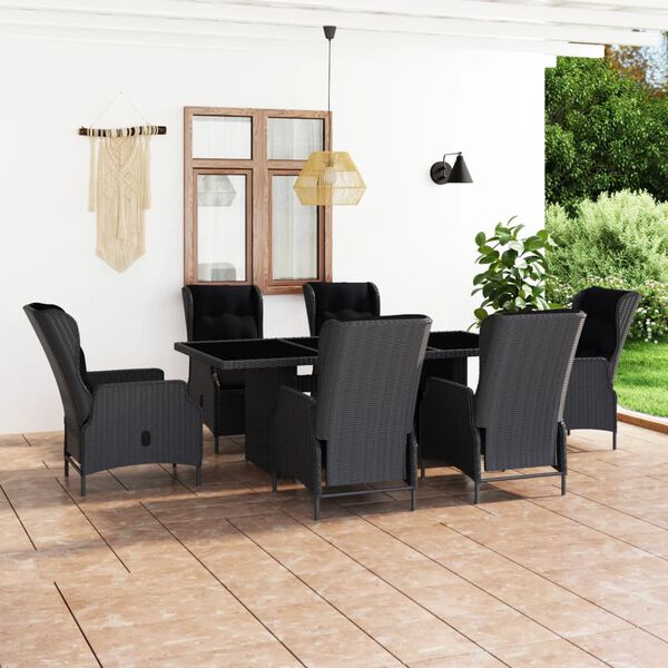 vidaXL Set Pranzo da Giardino 7pz con Cuscini Polyrattan Grigio Scuro