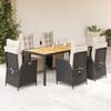 vidaXL Set da Pranzo da Giardino 7 pz Nero con Cuscini in Polyrattan