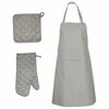 vidaXL Set Strofinacci 15 pz con Guanti Forno e Presine Cotone Grigio
