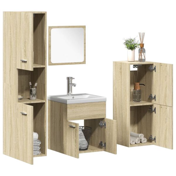 vidaXL Set Mobili da Bagno 5 pz Rovere Sonoma in Legno Multistrato