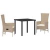 vidaXL Set da Pranzo per Giardino con cuscino 3 pcs Beige polyrattan