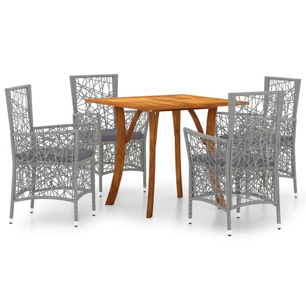 vidaXL Set Mobili da Pranzo per Giardino 5 pz Grigio