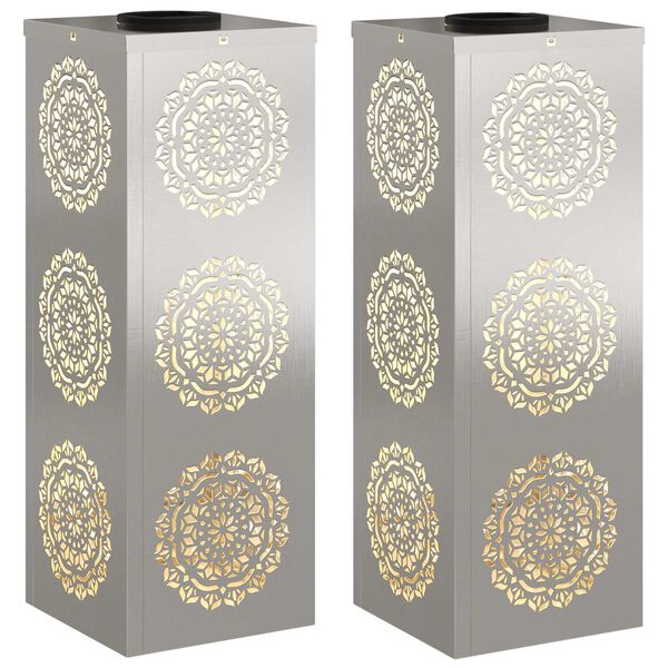 vidaXL Faro LED solare per sentieri 2 pcs Acciaio inossidabile