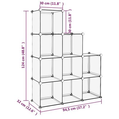 vidaXL Organizzatore Portaoggetti con 9 Cubi Nero in PP