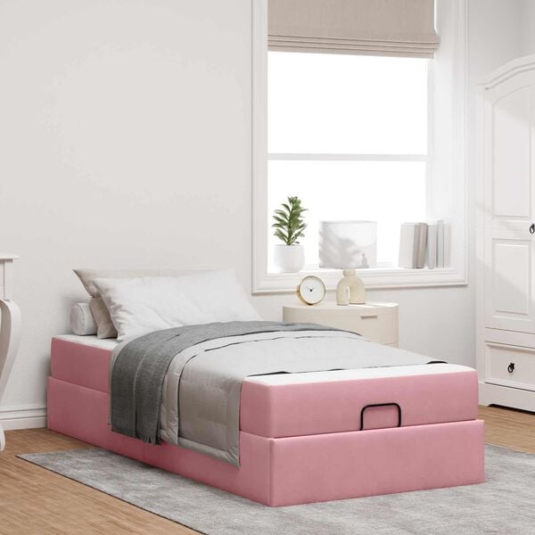 vidaXL Struttura letto con materasso con materasso 2 pcs Rosa Velluto