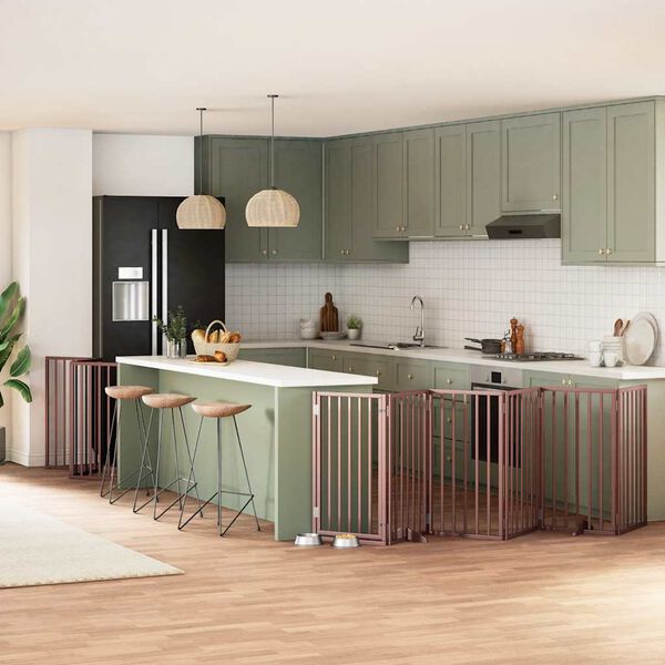 vidaXL Cancello Cani Porta Pieghevole Marrone 15 Pannelli 750cm Pioppo