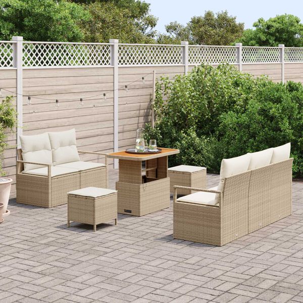 vidaXL Set Divano da Giardino con cuscino 8 pcs Beige e Crema