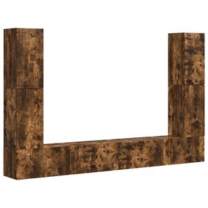 vidaXL Set mobile TV 8 pcs Rovere fum&eacute; Legno multistrato