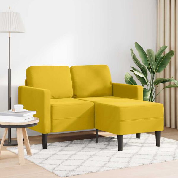 vidaXL Divano 2 Posti con Chaise longue a L Giallo 125 cm Velluto