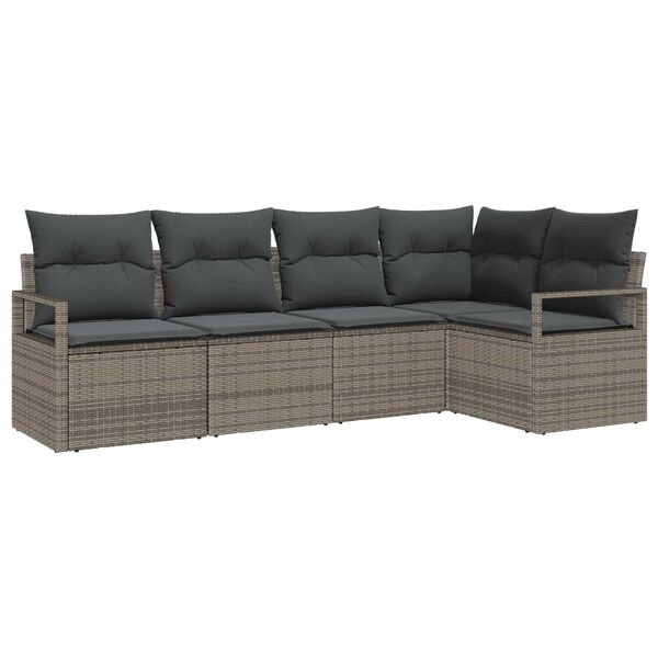 vidaXL Set di divani 5 pcs Grigio polyrattan