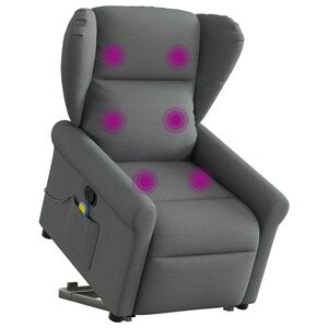 vidaXL Poltrona Alzapersona Massaggi Reclinabile Grigio Scuro Tessuto