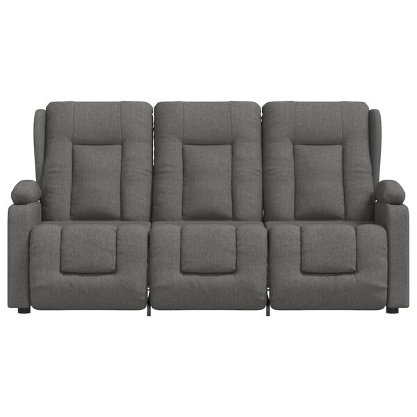 vidaXL Divano Massaggio a 3 Posti con Portabicchieri Grigio Chiaro