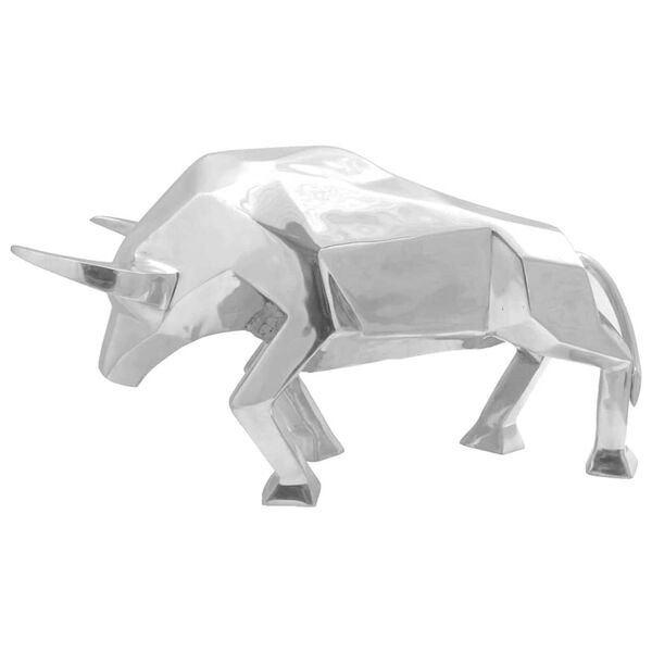 vidaXL Scultura di toro Argento 74 x 23 x 39 cm Alluminio