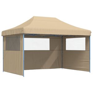 vidaXL Tendone per Feste Pieghevole Pop-Up con 3 Pareti Beige