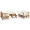 vidaXL Set Salotto da Giardino 9pz con Cuscini Bianco Crema in Bamb&ugrave;