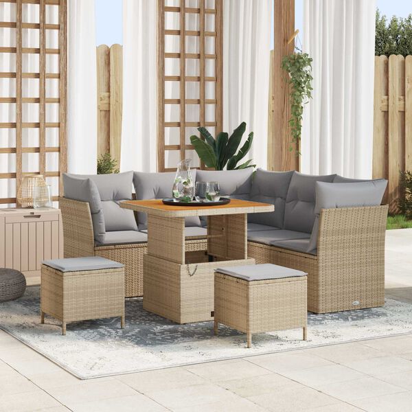 vidaXL Set Divano da Giardino 8 pcs Beige polyrattan