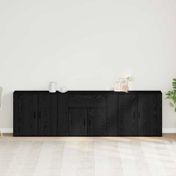 vidaXL Credenza Rovere Nero 240 x 33 x 70 cm Legno multistrato