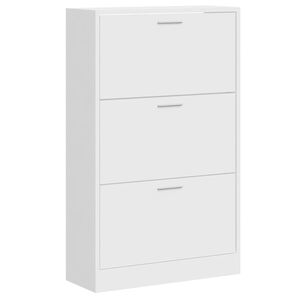 vidaXL Scarpiera Bianco Lucido 63x24x103 cm in Legno Multistrato