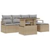 vidaXL Set Divano da Giardino 6 pcs Beige Poly Rattan