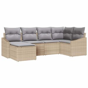 vidaXL Set di divani con cuscino 6 pcs Beige polyrattan