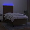 vidaXL Letto a Molle Materasso e LED Marrone Scuro 90x190cm in Tessuto
