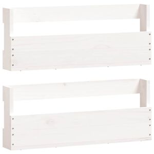 vidaXL Scarpiere a Parete 2 pz Bianco 59x9x23cm Legno Massello di Pino