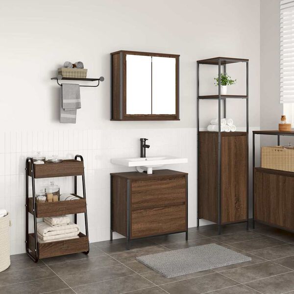 vidaXL Set Mobili da Bagno 2 pz Rovere Marrone in Legno Multistrato