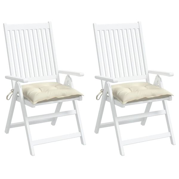 vidaXL Cuscini per Sedia 2pz Bianco Crema 40x40x7 cm in Tessuto Oxford