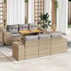 vidaXL Set Divani da Giardino 7 pz con Cuscini Beige in Polyrattan
