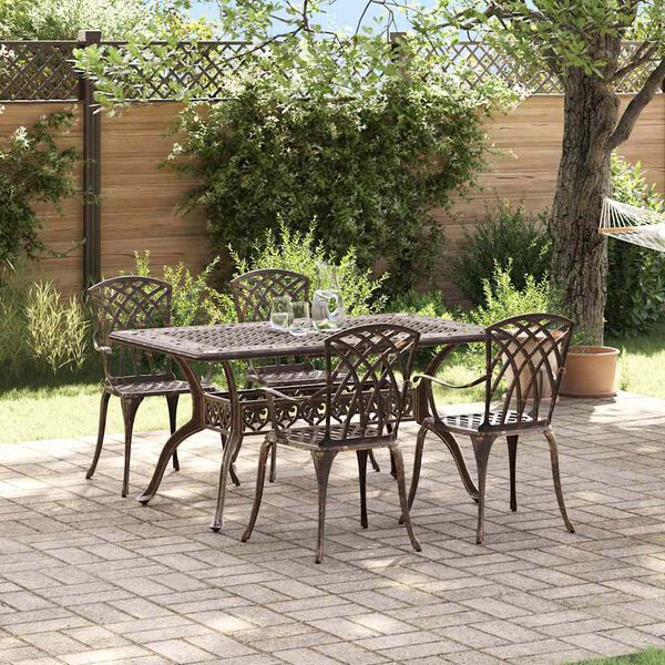 vidaXL Set da Pranzo per Giardino 5 pcs Bronzo Alluminio