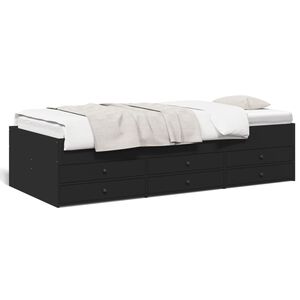 vidaXL Divano Letto con Cassetti senza Materasso Nero 90x200 cm