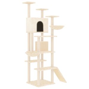 vidaXL Albero per Gatti con Tiragraffi in Sisal Crema 191 cm