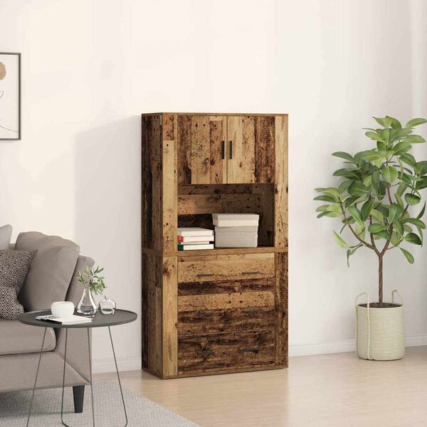 vidaXL Credenza Legno vecchio 80 x 33 x 150 cm Legno multistrato
