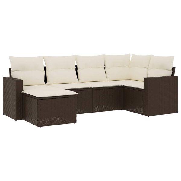 vidaXL Set Divano da Giardino 6 pz con Cuscini Marrone in Polyrattan