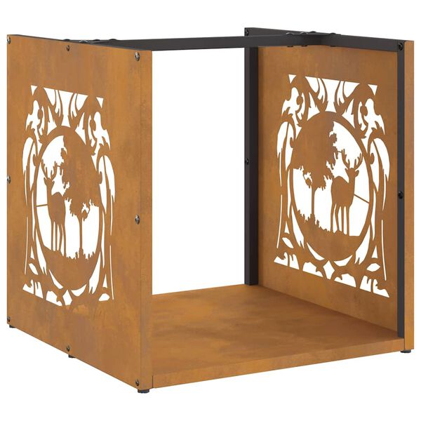 vidaXL Rastrelliera per Legna da Ardere 40x40x40 cm in Acciaio Corten