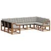 vidaXL Set di divani da esterno 9 pz Grigio Naturale e Chiaro