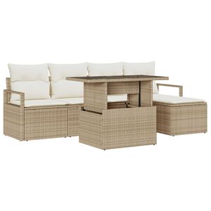 vidaXL Set Divano da Giardino 6 pcs Beige Poly Rattan