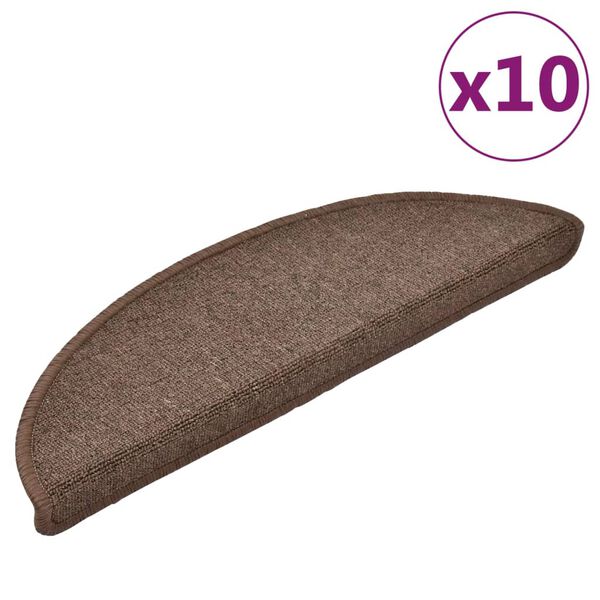 vidaXL Tappetini per scale 10 pz 56x17x3 cm Marrone caff&egrave; Semicircolari
