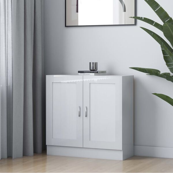 vidaXL Libreria Bianco Lucido 82,5x30,5x80 cm in Legno Multistrato