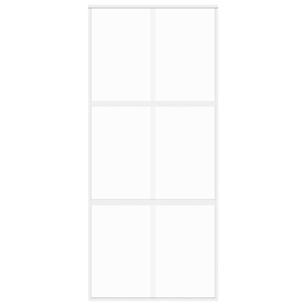 vidaXL Porta Scorrevole Bianca 90x205 cm Vetro Temperato e Alluminio