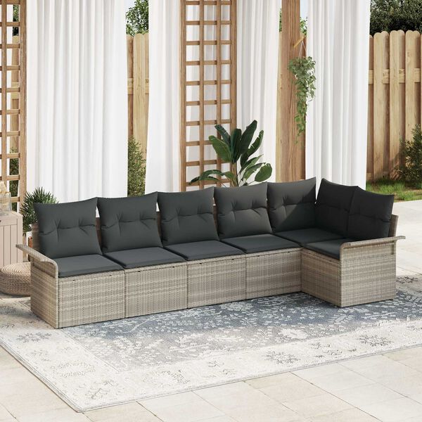 vidaXL Set Divano da Giardino 6 pcs Grigio chiaro polyrattan