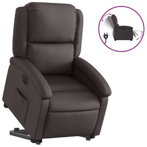 vidaXL Poltrona a Rialzo Reclinante Elettrica Marrone Scuro Vera Pelle