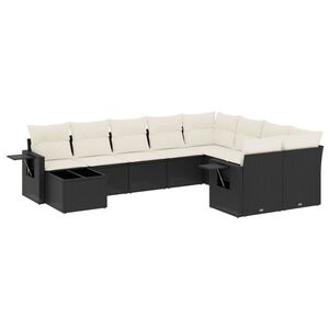 vidaXL Set Divani da Giardino 10pz con Cuscini in Polyrattan Nero