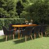 vidaXL Set da Pranzo da Giardino 9 pz Nero