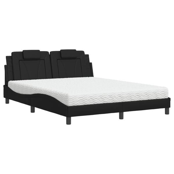 vidaXL Letto Viana con Materasso Nero 160x200 cm in Similpelle