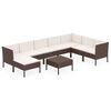 vidaXL Set Divani da Giardino 9 pz con Cuscini in Polyrattan Marrone