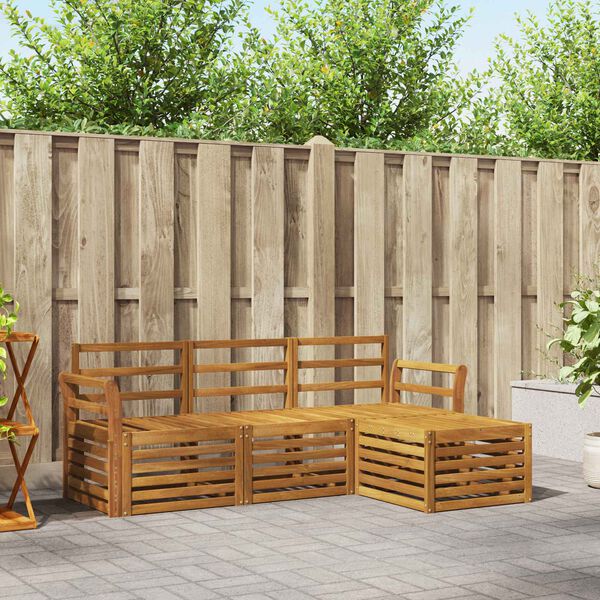 vidaXL Set divani 4 pcs Naturale Legno di Acacia Massello