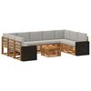 vidaXL Set divani con cuscino 10 pcs Naturale e Grigio Chiaro