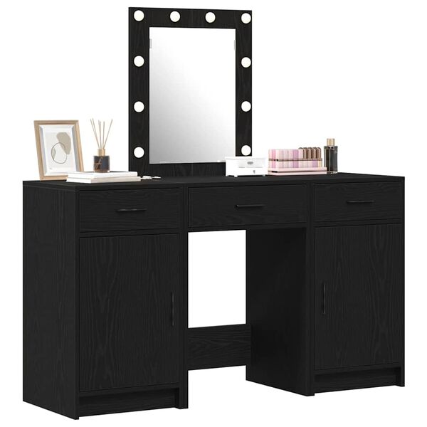 vidaXL Tavolo da Trucco Nero 50 x 41 x 135 cm Legno multistrato
